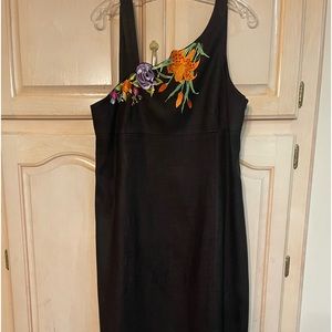 NWOT, size 16 Maxi dress.Lovely embroidery on the bodice. Slenderizing & perfect